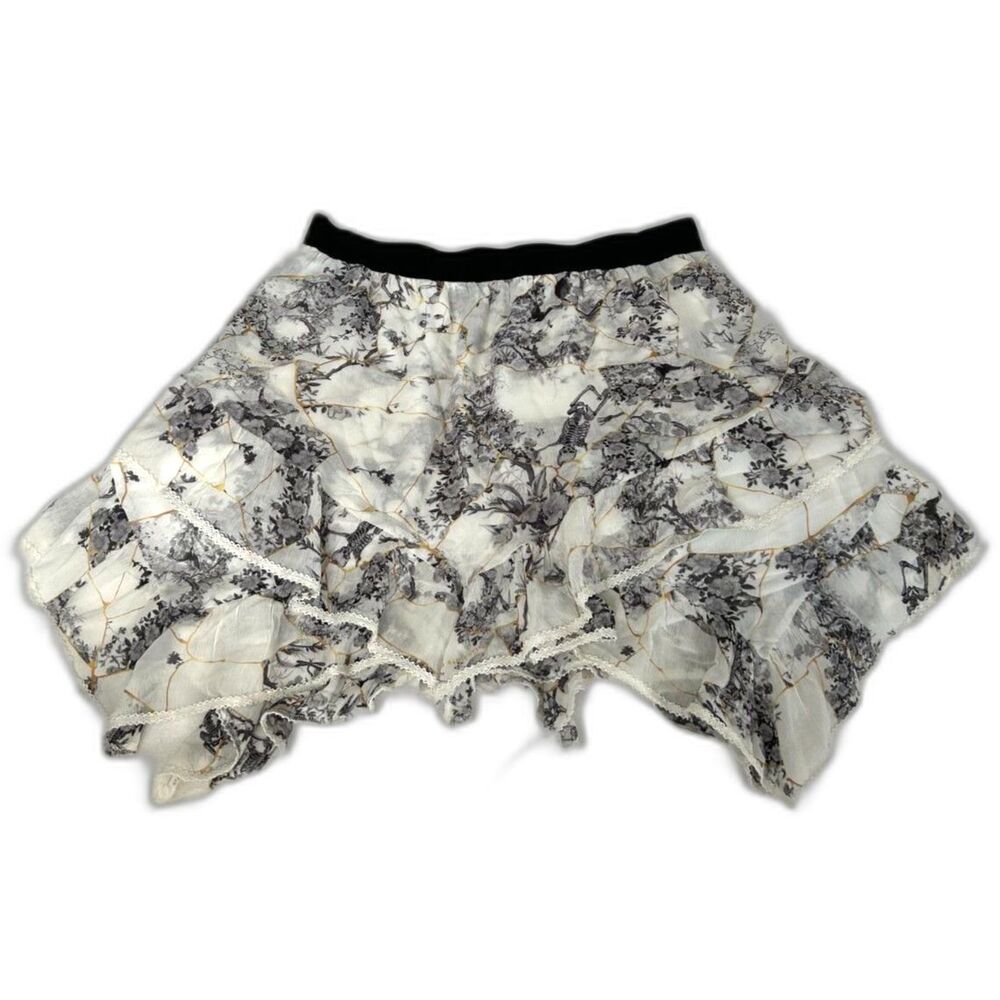 AllSaints Nico Buruberu Floral Asymmetric Mini Skirt